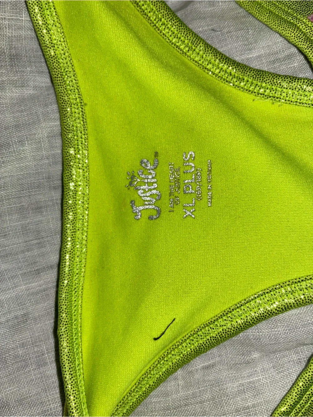 Justice Neon Green Floral Print Kids One-Piece Active Bodysuit